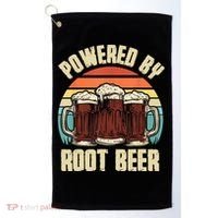 Powered By Root Beer Soda Drink Funny Root Beer Retro Golf Towel thumb 0