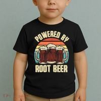 Powered By Root Beer Soda Drink Funny Root Beer Retro Toddler T-Shirt thumb 2