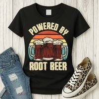 Powered By Root Beer Soda Drink Funny Root Beer Retro Women's T-Shirt thumb 3