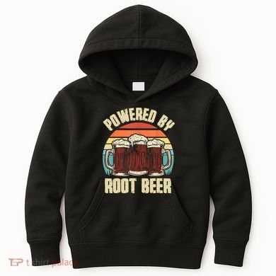Powered By Root Beer Soda Drink Funny Root Beer Retro Kids Hoodie