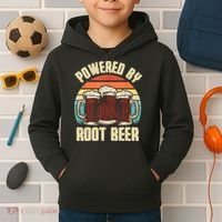 Powered By Root Beer Soda Drink Funny Root Beer Retro Kids Hoodie thumb 2