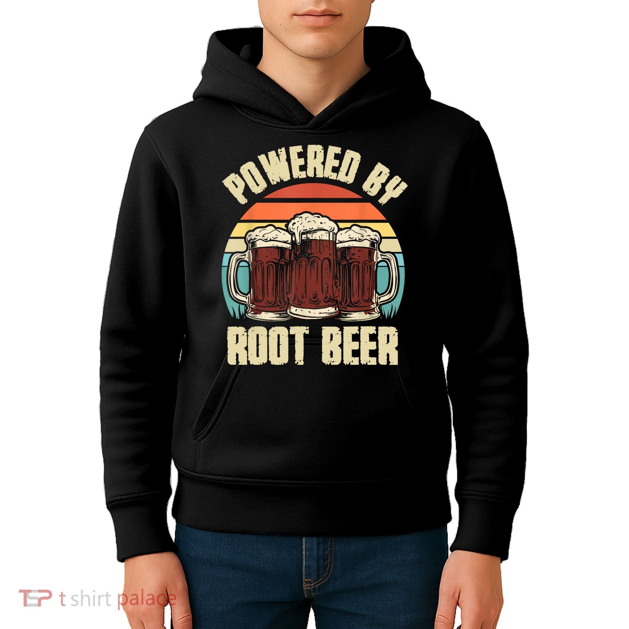 Powered By Root Beer Soda Drink Funny Root Beer Retro Kids Hoodie