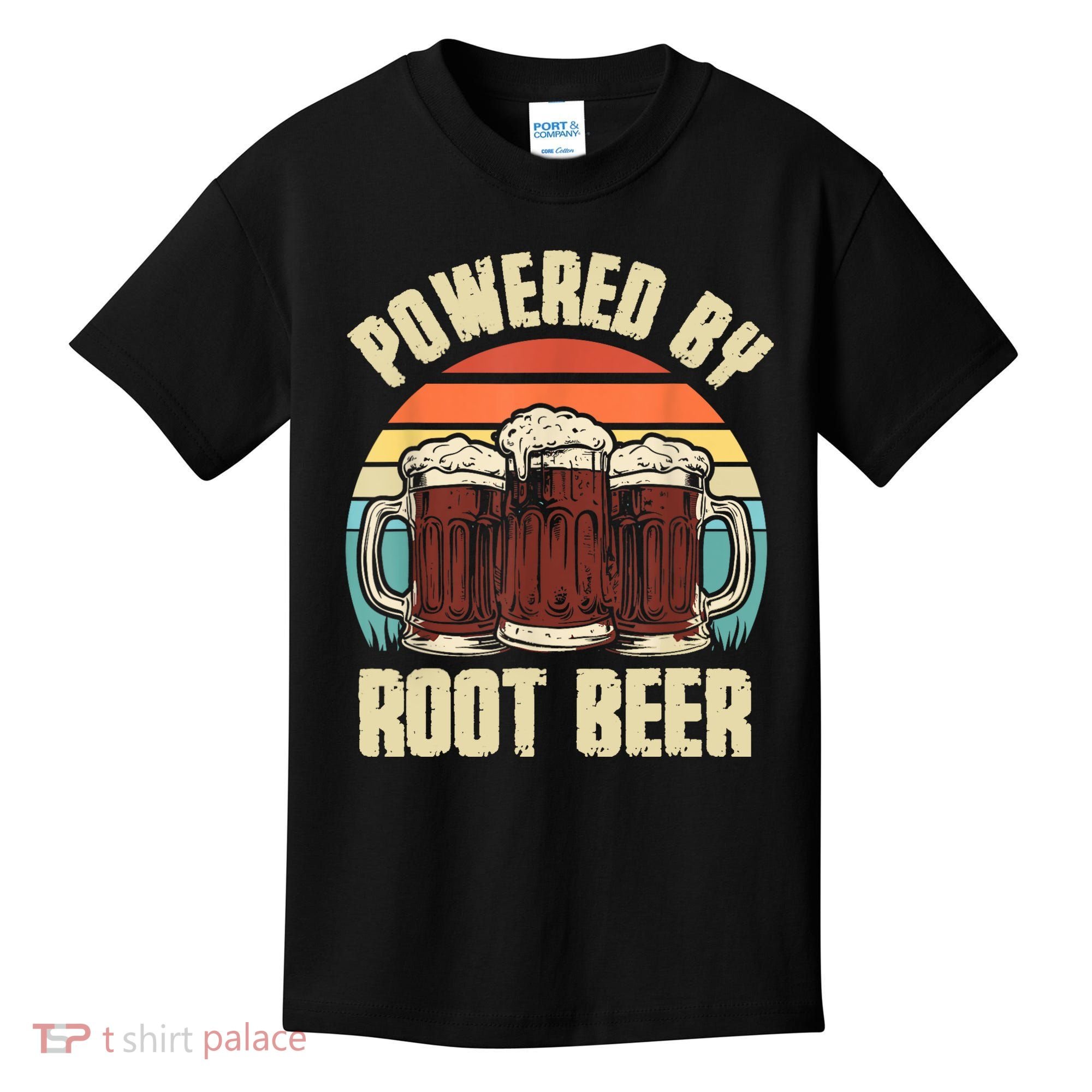 Powered By Root Beer Soda Drink Funny Root Beer Retro Kids T-Shirt
