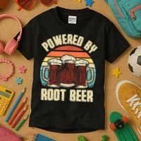 Powered By Root Beer Soda Drink Funny Root Beer Retro Kids T-Shirt thumb 3