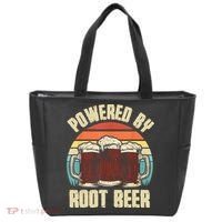 Powered By Root Beer Soda Drink Funny Root Beer Retro Tote Bag thumb 0