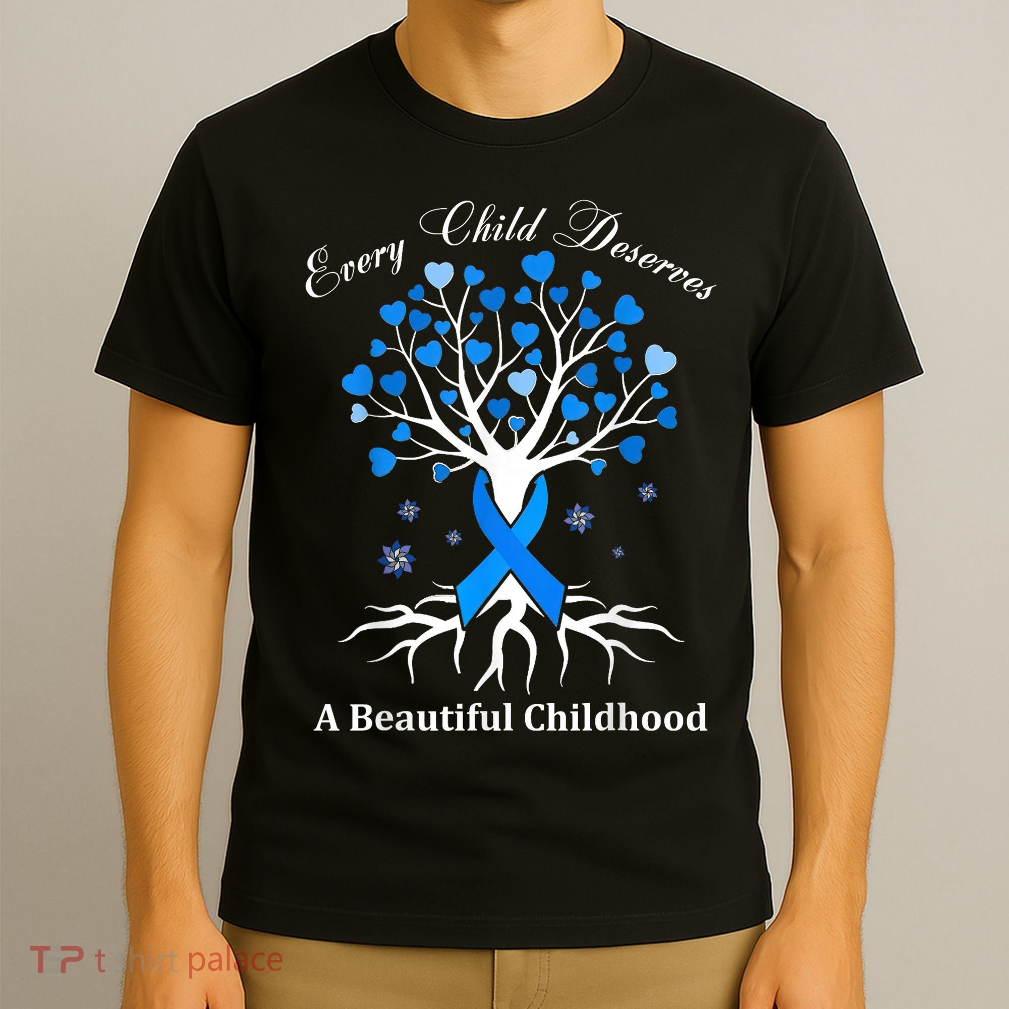 Pinwheels Blue Ribbon Child Abuse Prevention Awareness Gift T-Shirt