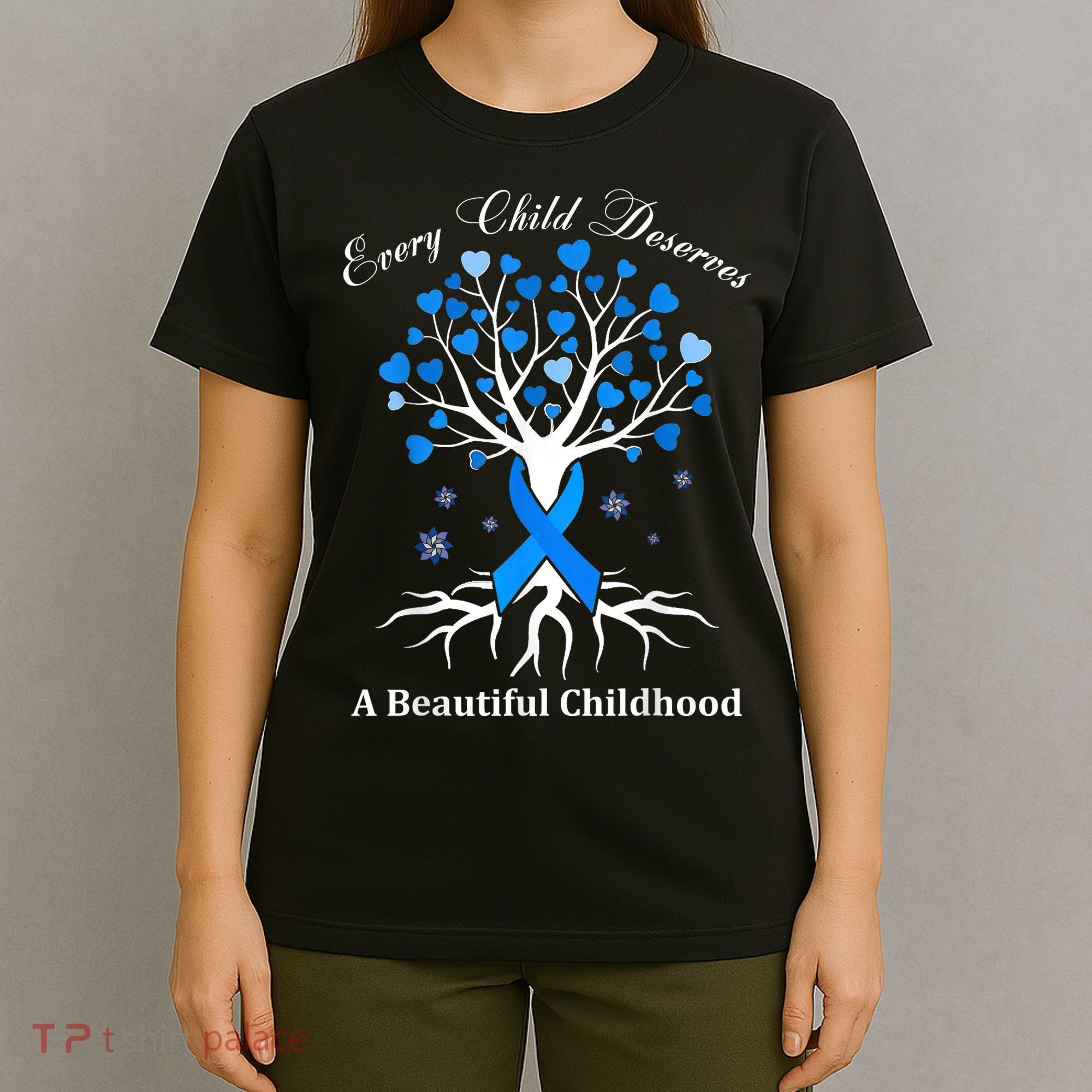 Pinwheels Blue Ribbon Child Abuse Prevention Awareness Gift T-Shirt