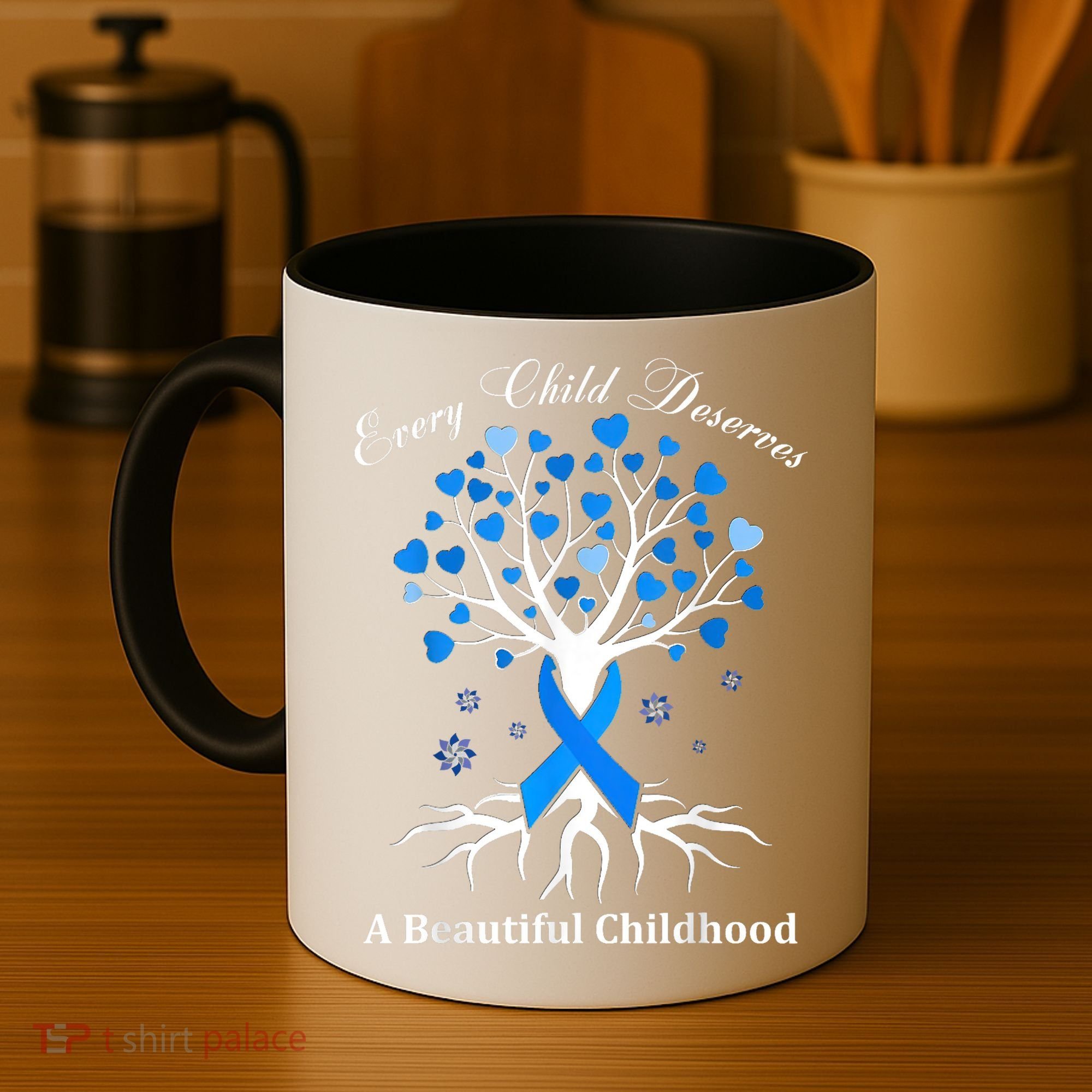 Pinwheels Blue Ribbon Child Abuse Prevention Awareness Gift Coffee Mug