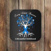 Pinwheels Blue Ribbon Child Abuse Prevention Awareness Gift Coaster thumb 0