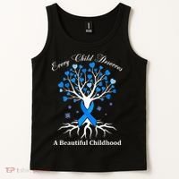 Pinwheels Blue Ribbon Child Abuse Prevention Awareness Gift Tank Top thumb 2