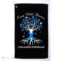 Pinwheels Blue Ribbon Child Abuse Prevention Awareness Gift Golf Towel thumb 0