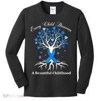 Pinwheels Blue Ribbon Child Abuse Prevention Awareness Gift Kids Long Sleeve Shirt thumb 0