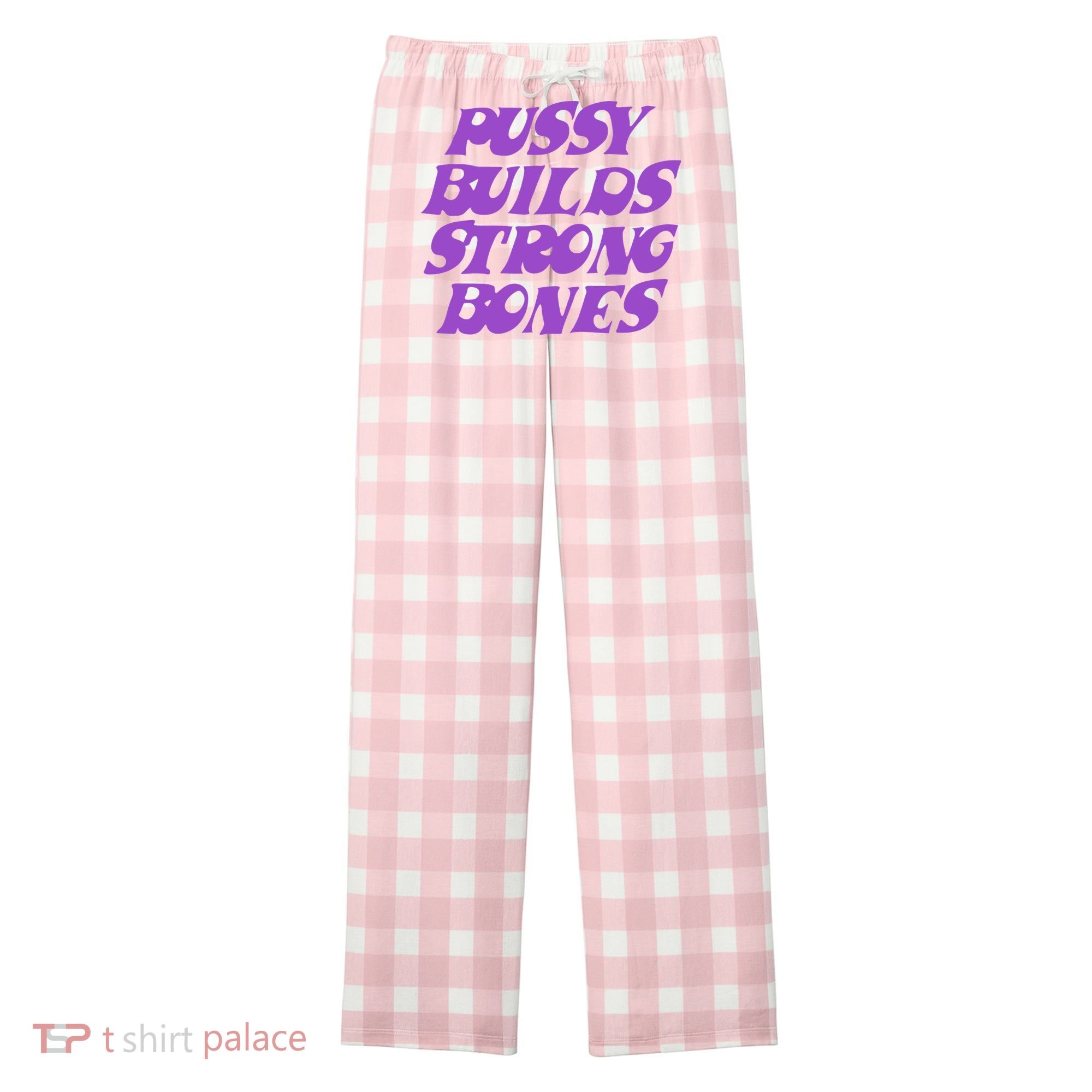 Pussy Builds Strong Bones Women's Flannel Plaid Pajama Pants