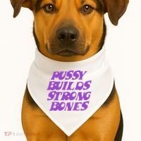 Pussy Builds Strong Bones USA-Made Doggie Bandana thumb 1