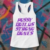 Pussy Builds Strong Bones Women's Tank Top thumb 3