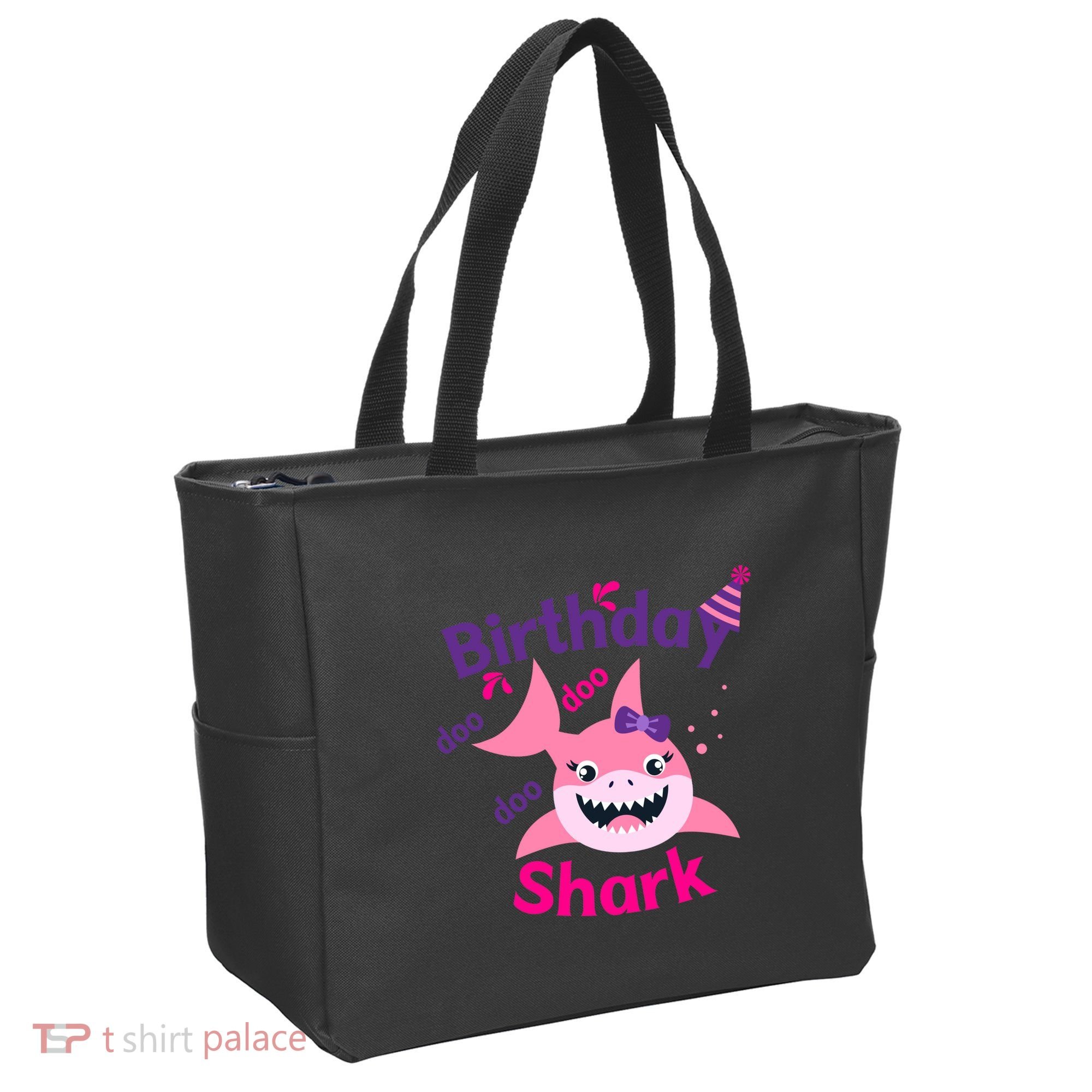 Pink Birthday Shark Doo Doo Doo Tote Bag