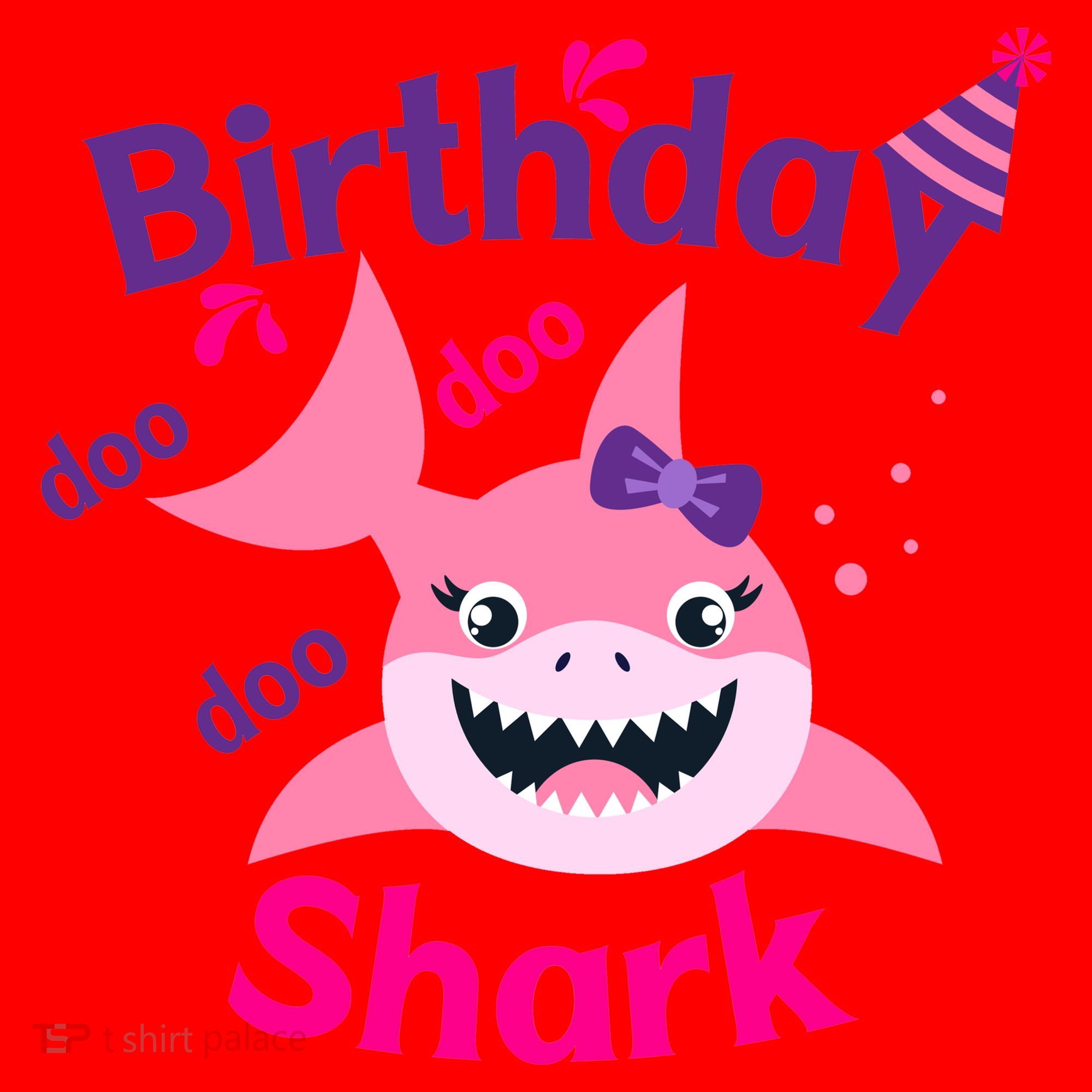 Pink Birthday Shark Doo Doo Doo Santa Hat