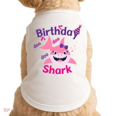 Pink Birthday Shark Doo Doo Doo Doggie Tank