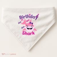 Pink Birthday Shark Doo Doo Doo USA-Made Doggie Bandana thumb 0