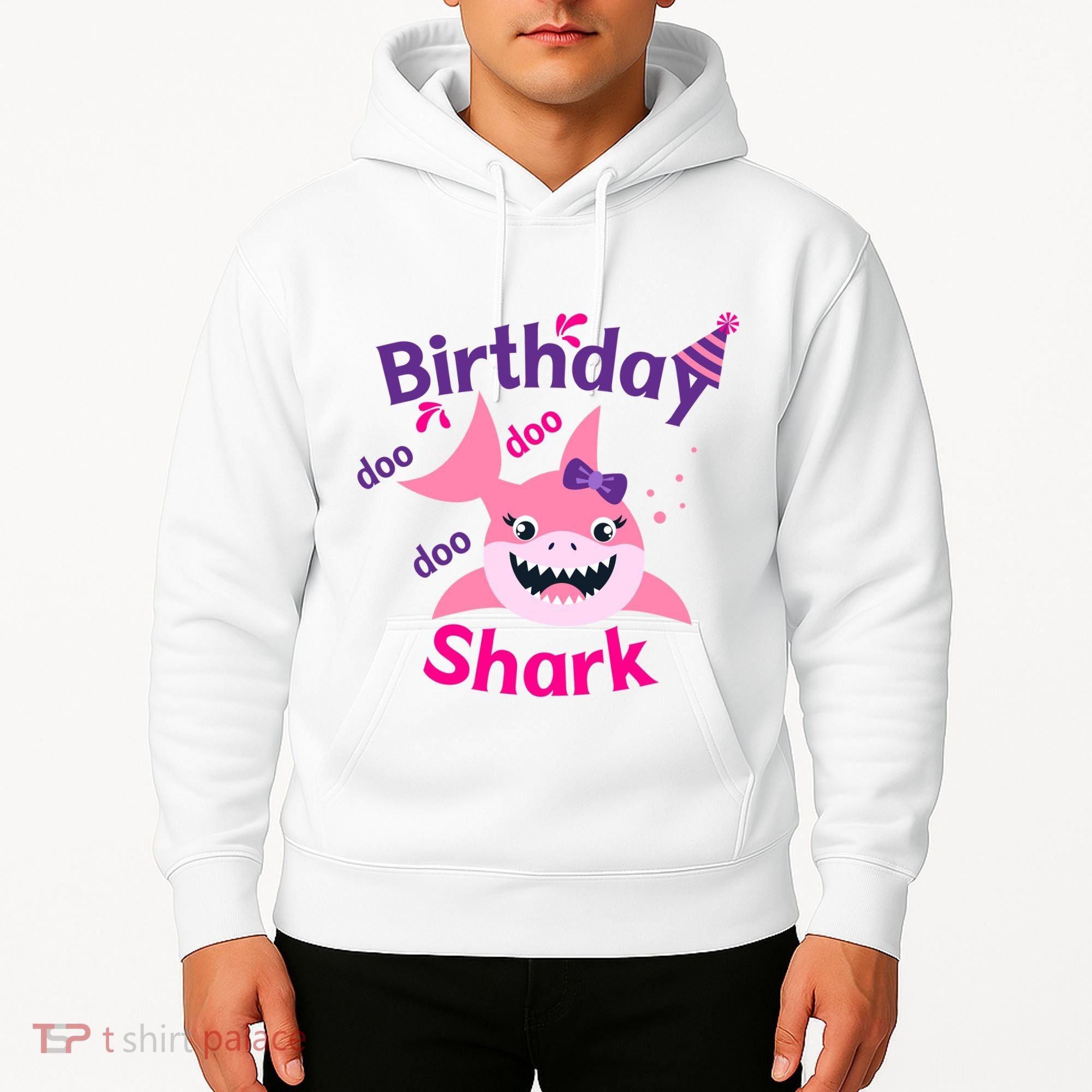 Pink Birthday Shark Doo Doo Doo Hoodie