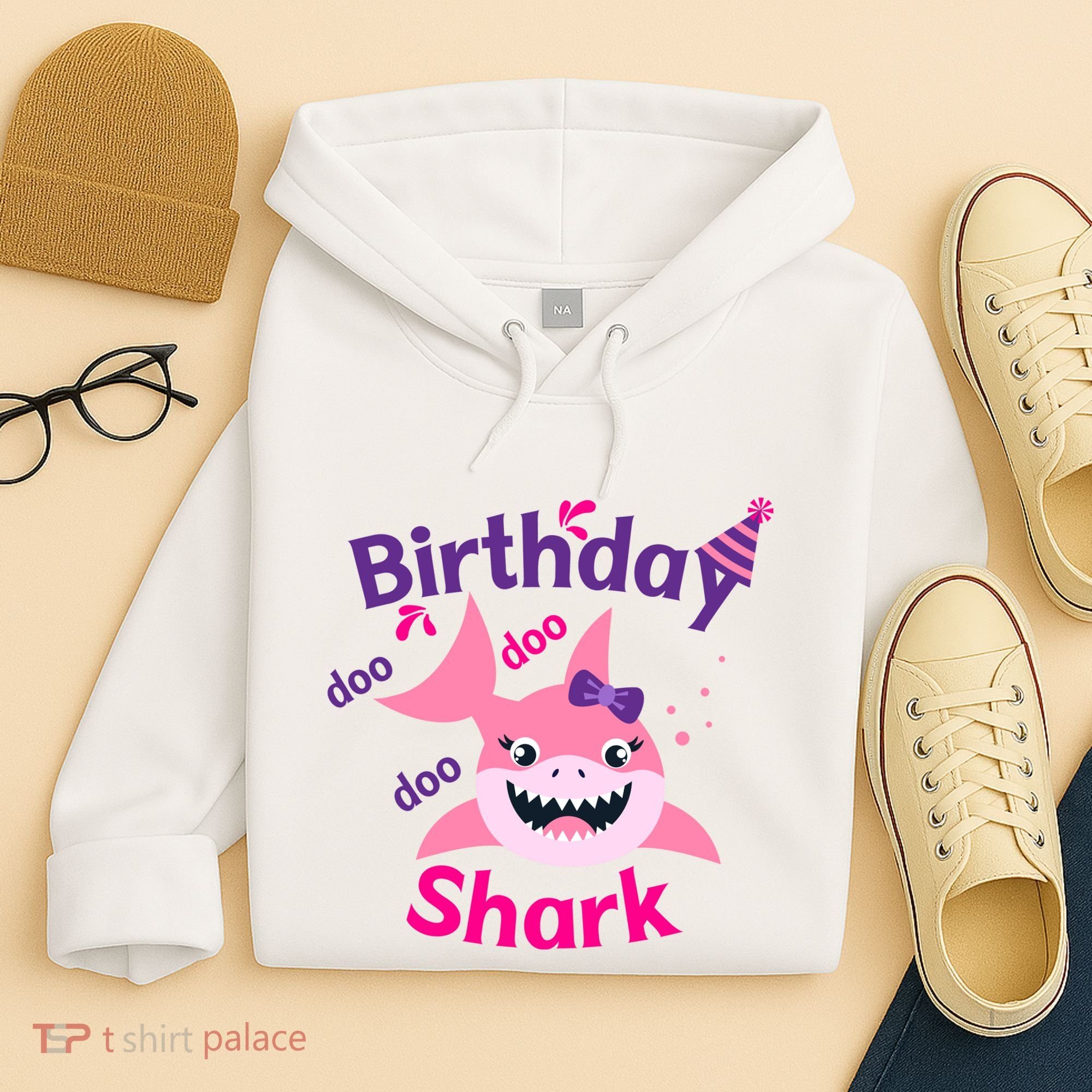 Pink Birthday Shark Doo Doo Doo Hoodie