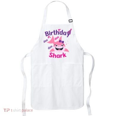 Pink Birthday Shark Doo Doo Doo Apron