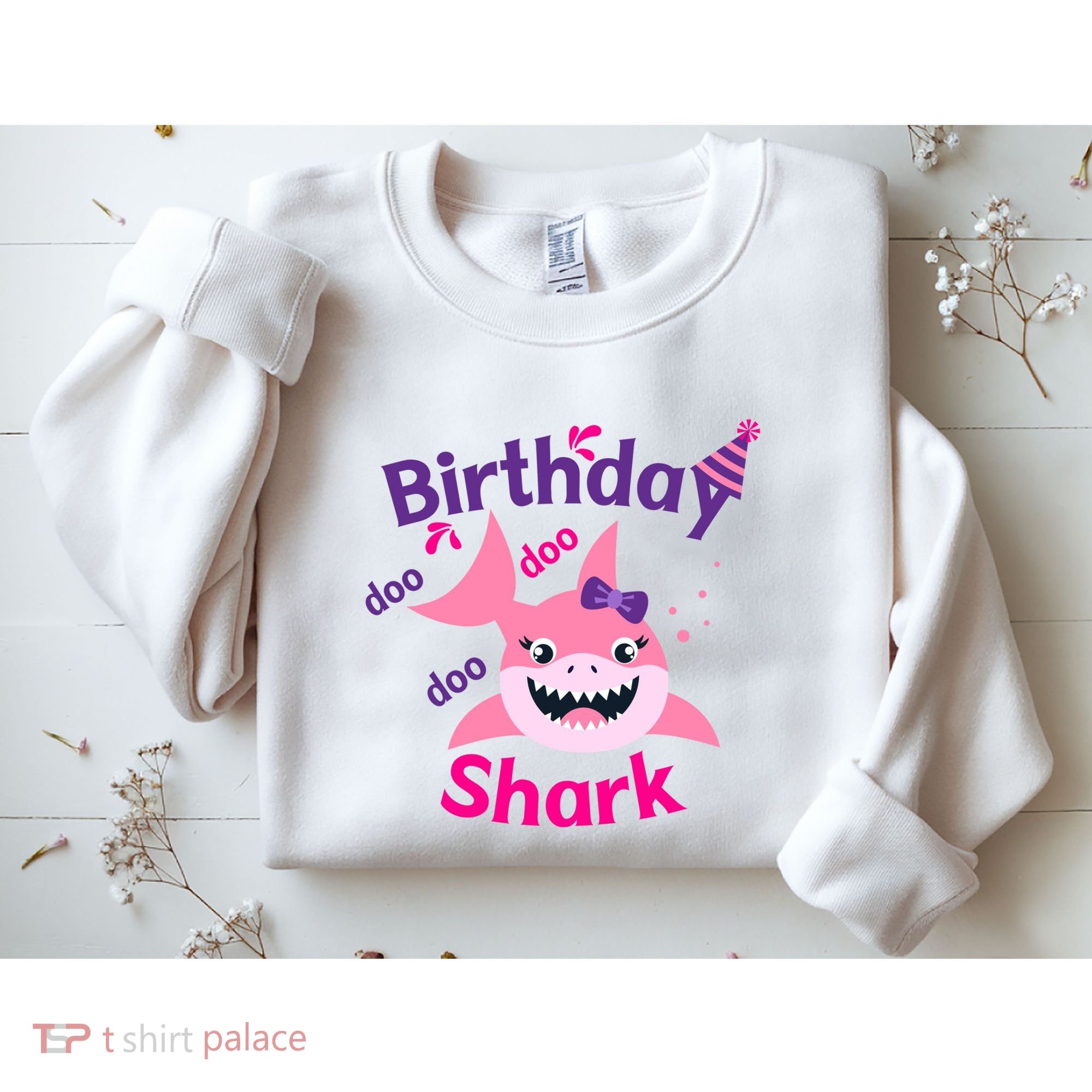 Pink Birthday Shark Doo Doo Doo Sweatshirt