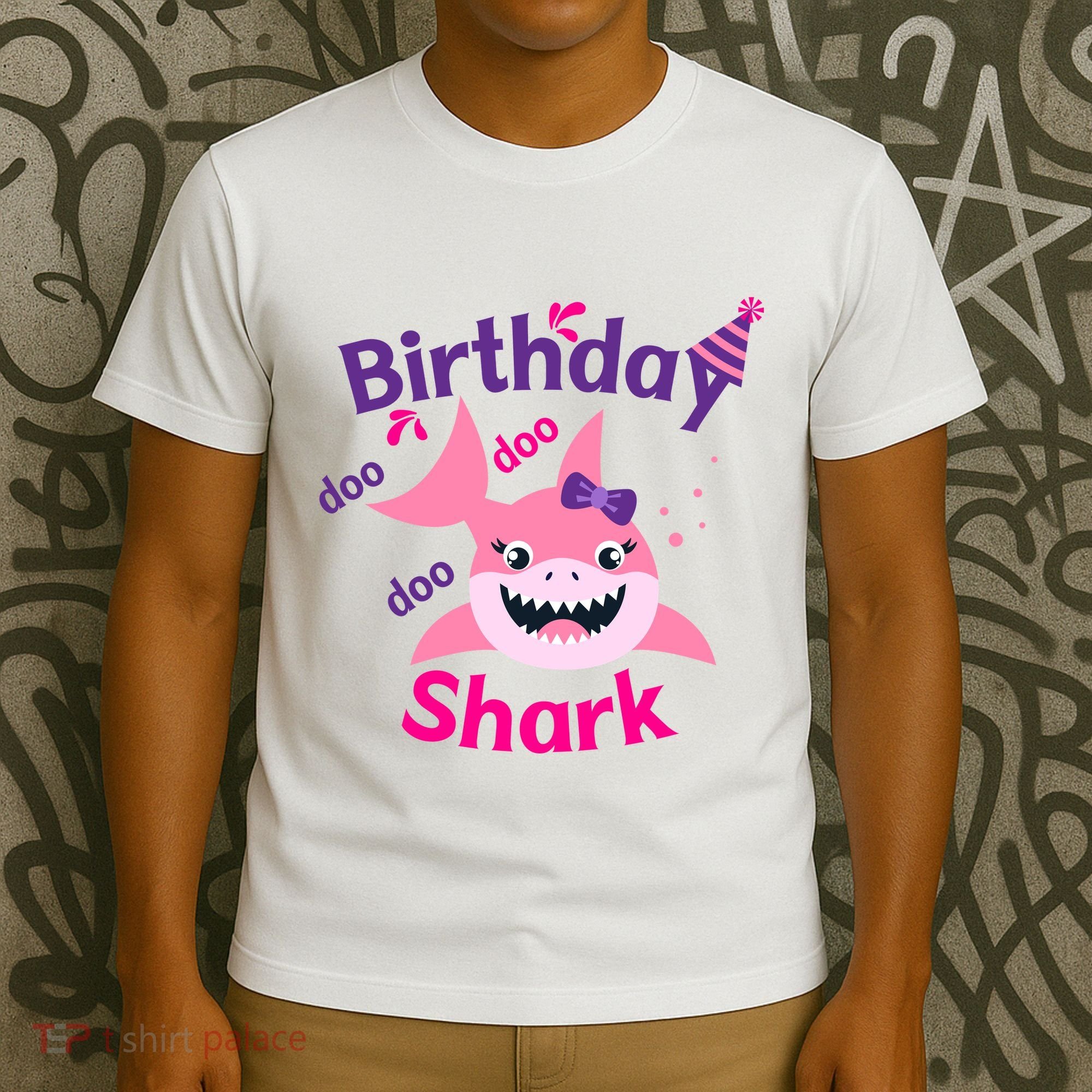 Pink Birthday Shark Doo Doo Doo T-Shirt