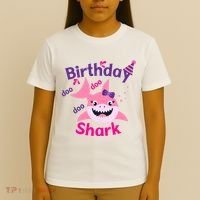 Pink Birthday Shark Doo Doo Doo T-Shirt thumb 4