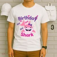 Pink Birthday Shark Doo Doo Doo T-Shirt thumb 6