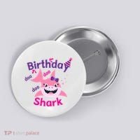 Pink Birthday Shark Doo Doo Doo Button thumb 0
