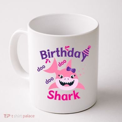 Pink Birthday Shark Doo Doo Doo Coffee Mug