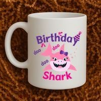 Pink Birthday Shark Doo Doo Doo Coffee Mug thumb 2