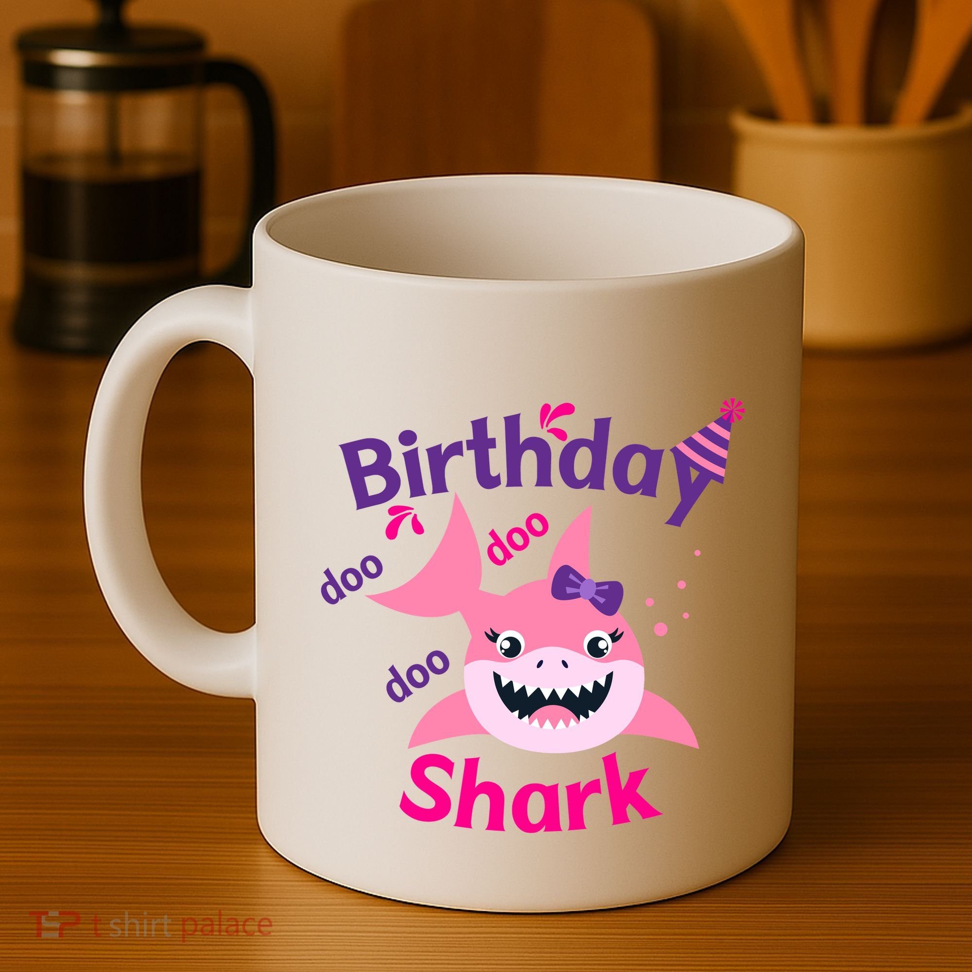 Pink Birthday Shark Doo Doo Doo Coffee Mug