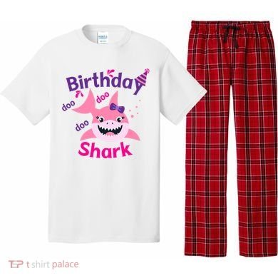 Pink Birthday Shark Doo Doo Doo Pajama Set