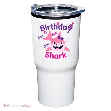 Pink Birthday Shark Doo Doo Doo Tumbler