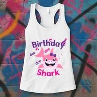 Pink Birthday Shark Doo Doo Doo Women's Tank Top thumb 3