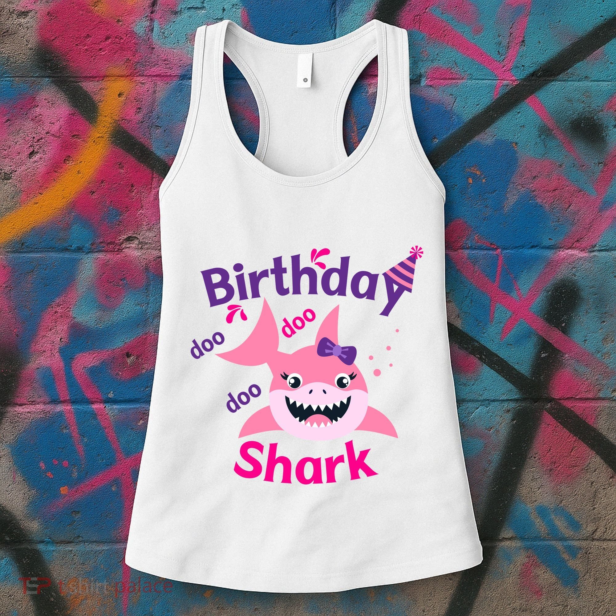 Pink Birthday Shark Doo Doo Doo Women's Tank Top