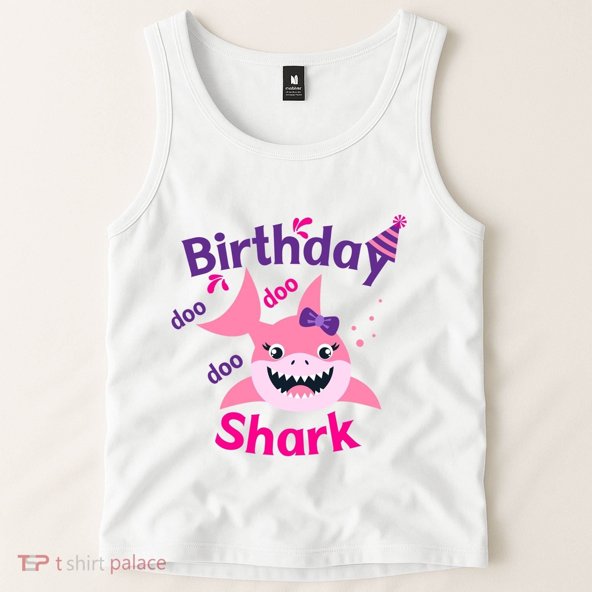 Pink Birthday Shark Doo Doo Doo Tank Top