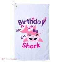 Pink Birthday Shark Doo Doo Doo Golf Towel thumb 0