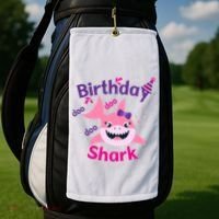 Pink Birthday Shark Doo Doo Doo Golf Towel thumb 2