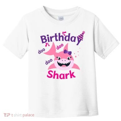 Pink Birthday Shark Doo Doo Doo Toddler T-Shirt