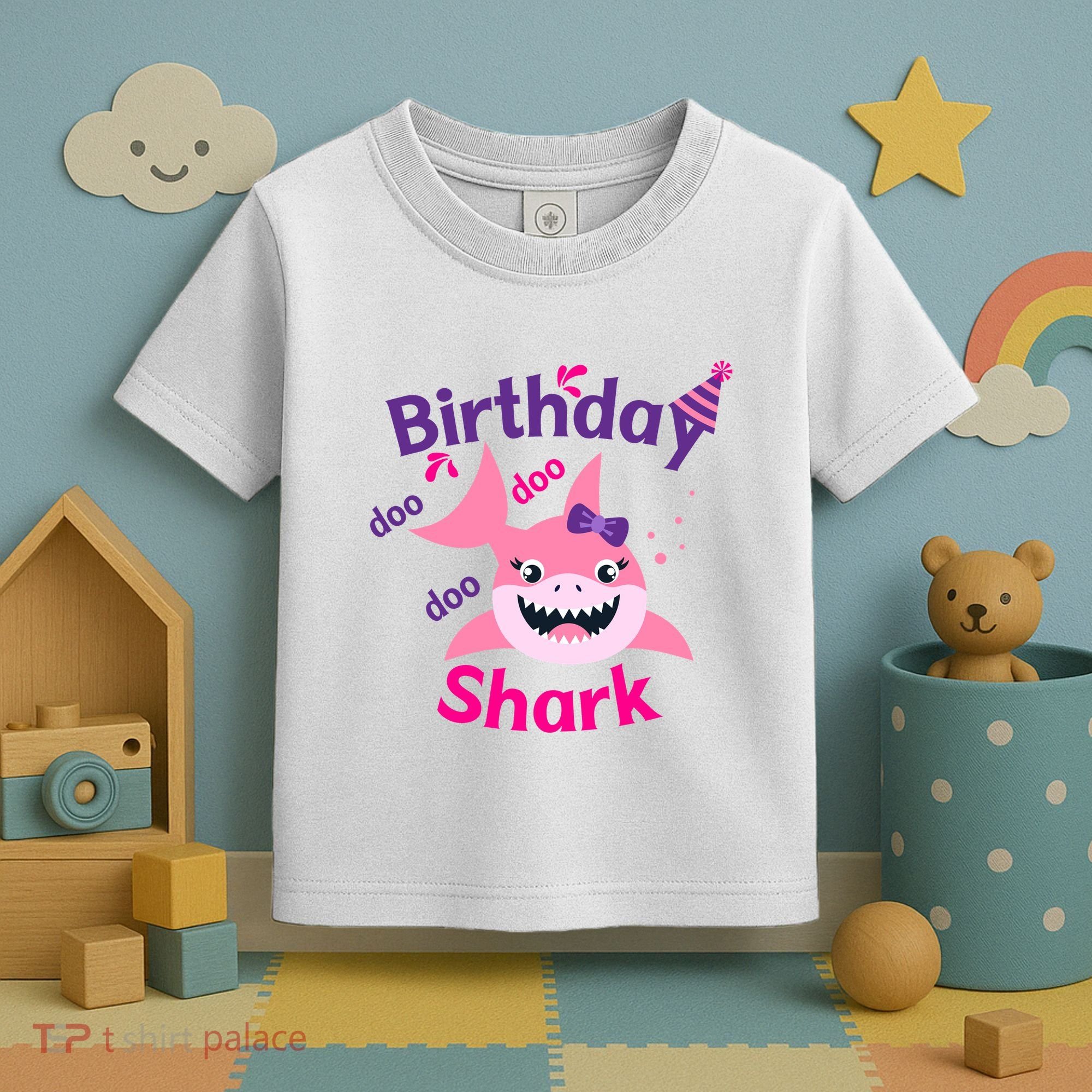 Pink Birthday Shark Doo Doo Doo Toddler T-Shirt