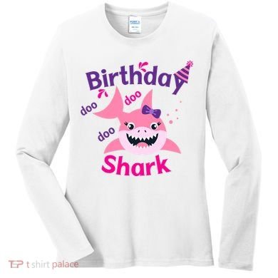 Pink Birthday Shark Doo Doo Doo Women's Long Sleeve Shirt