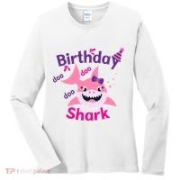 Pink Birthday Shark Doo Doo Doo Women's Long Sleeve Shirt thumb 0