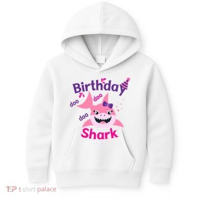 Pink Birthday Shark Doo Doo Doo Kids Hoodie