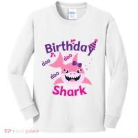 Pink Birthday Shark Doo Doo Doo Kids Long Sleeve Shirt thumb 0