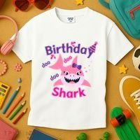 Pink Birthday Shark Doo Doo Doo Kids T-Shirt thumb 3