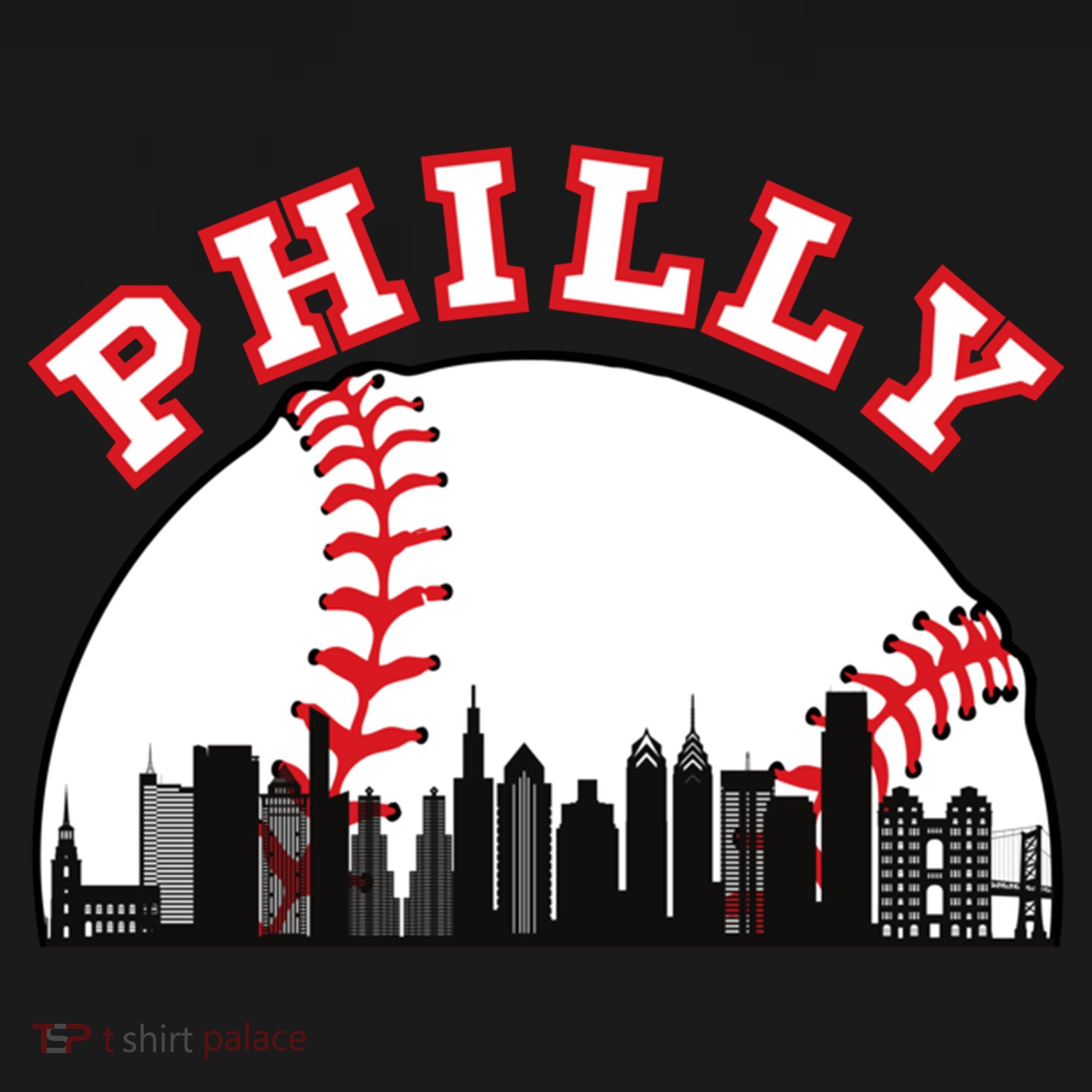 Philly Baseball Shirt Philadelphia Baseball PA Cityscape Skyline Women's Hoodie