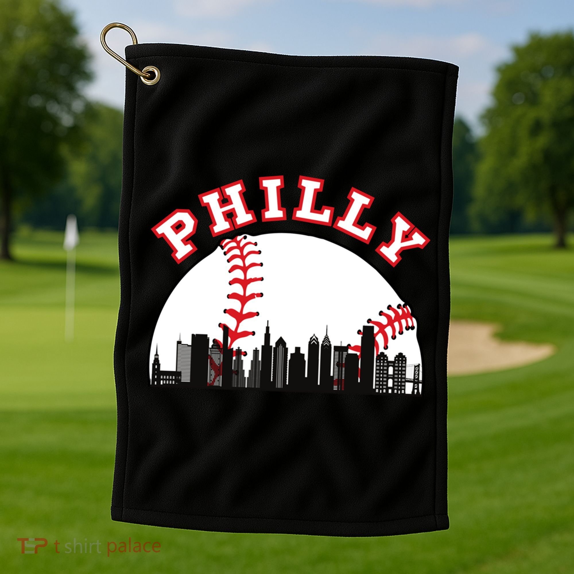 Philly Baseball Shirt Philadelphia Baseball PA Cityscape Skyline Golf Towel